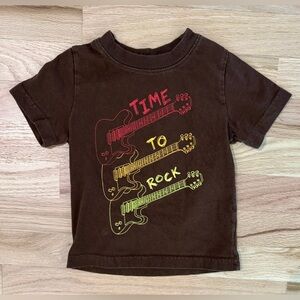 Time To Rock Guitar Circo Top‎ Tee Shirt, Brown, Red + Yellow, Cotton, 24 Months